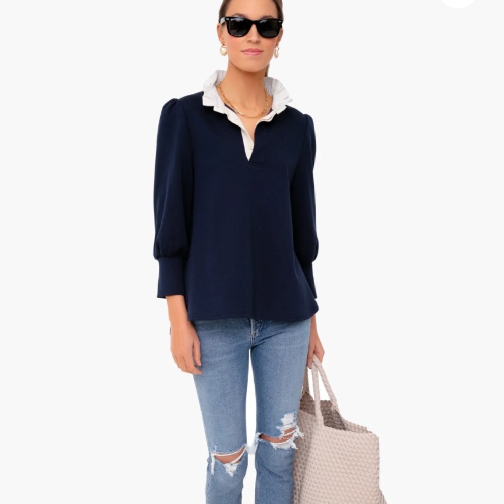Tuckernuck Navy Charlotte Terry Top Medium